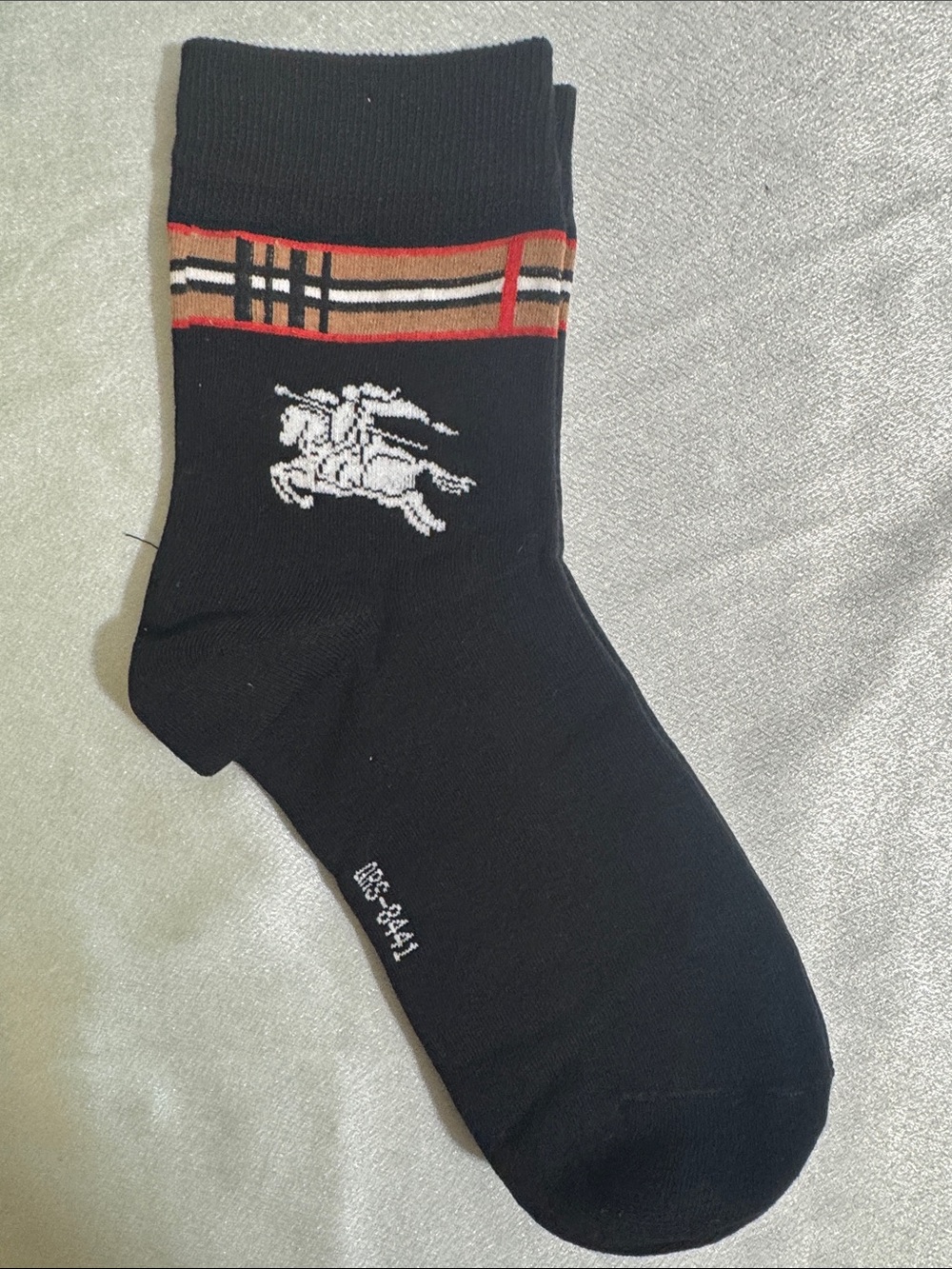 New! Burberry Men's Black Dress Socks with Striped Accent
